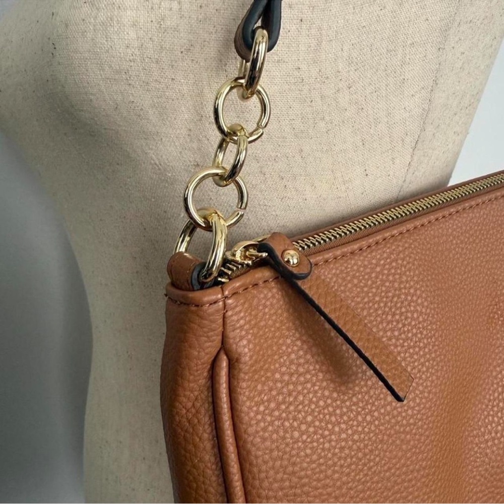vintage 90s brown leather shoulder bag - Picture 3 of 6